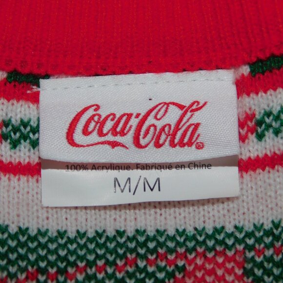 Coca Cola Red White SIP SIP HOORAY Fair Isle Knit Christmas Sweater Unisex M - Picture 5 of 10
